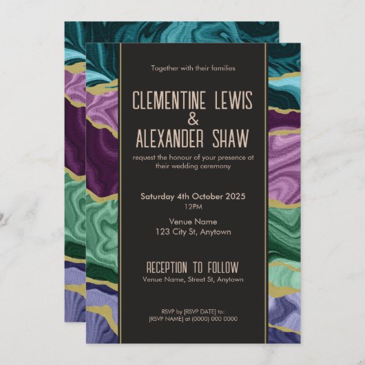 Peacock Agaat (v1) Uitnodiging (Voorkant / Achterkant)