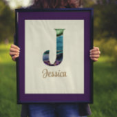 Peacock Agate Letter J Personalized Poster