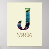 Peacock Agate Letter J Personalized Poster (Voorkant)