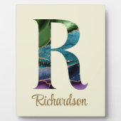 Peacock Agate Letter R Persoonlijke tablet Fotoplaat (Voorkant)