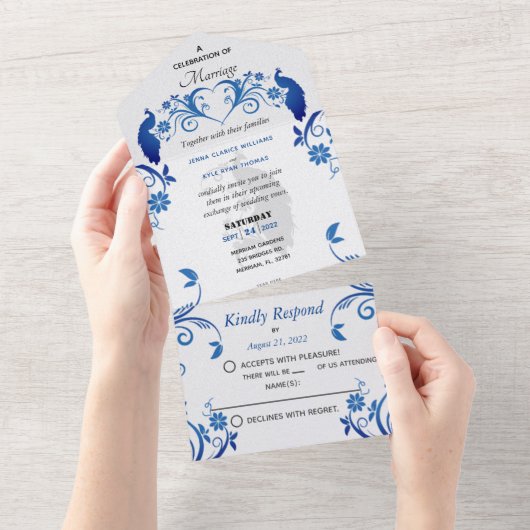 Peacock All in One Wedding Invitation (Déchirure)