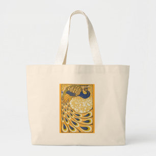 Peacock Antiek kleurrijk Grote Tote Bag