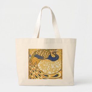 Peacock Antiek kleurrijk Grote Tote Bag