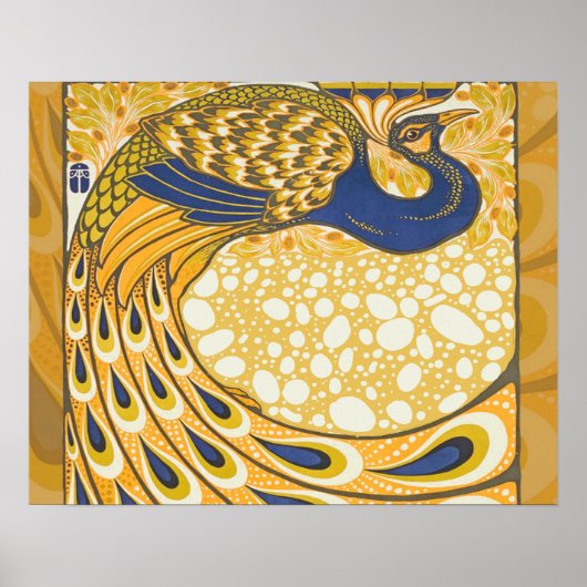 Peacock Antiek  kleurrijk Poster (Voorkant)