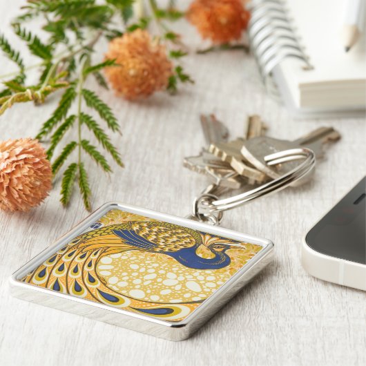 Peacock Antiek kleurrijk Sleutelhanger (Zijkant)