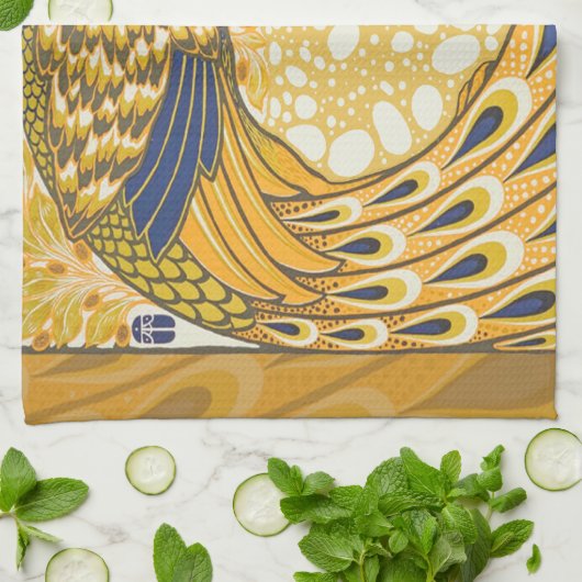 Peacock Antiek kleurrijk Theedoek (Gevouwen)