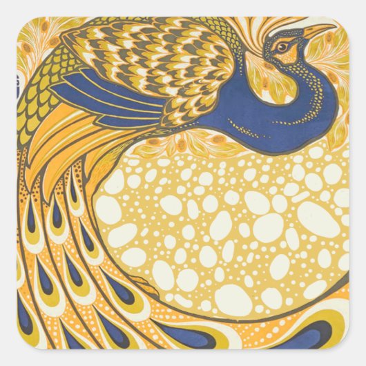 Peacock Antiek  kleurrijk Vierkante Sticker (Voorkant)