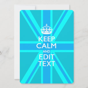 Peacock Aqua Keep Calm and Jouw tekst Union Jack