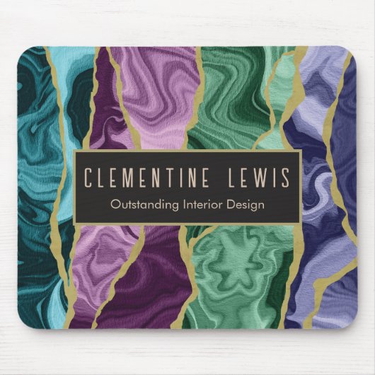 Peacock aquarel agaat V1 aanpasbaar Muismat (Voorkant)