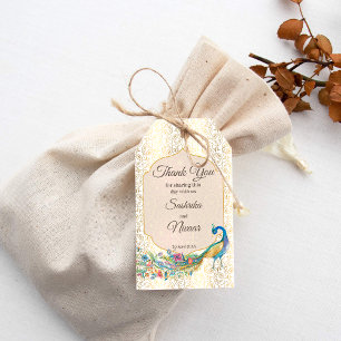 Peacock Arabisch patroon Indiaas huwelijksgunstcad Cadeaulabel
