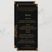 Peacock Art Déco Bronze et menu Mariage Floral (Devant / Derrière)