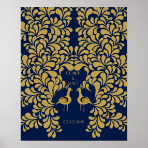 Peacock Art Deco bruiloft ondertekening gastenboek Poster