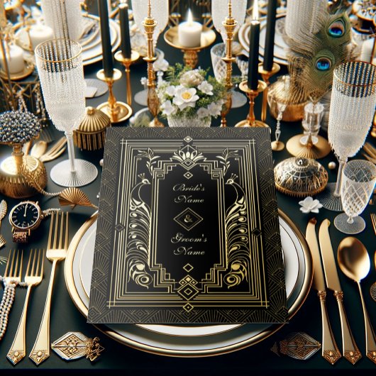Peacock Art Deco bruiloft uitnodiging echte gouden