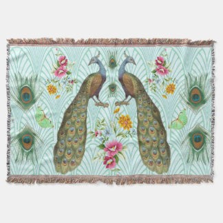 Peacock Art Deco Throw Blanket Deken