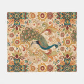 Peacock Art Morris Style Fleece Deken (Voorkant (Horizontaal))