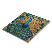 Peacock Art Nouveau Art Deco Turquoise & Goud Tegeltje (Zijkant)