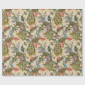 Peacock Art Nouveau Floral Pattern Wrapping Paper Cadeaupapier (Vlak)