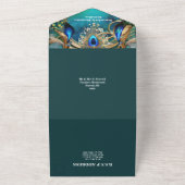 Peacock art nouveau  retro luxe all in one uitnodiging (Buitenkant)