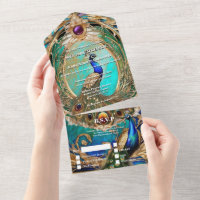 Peacock art nouveau retro luxe