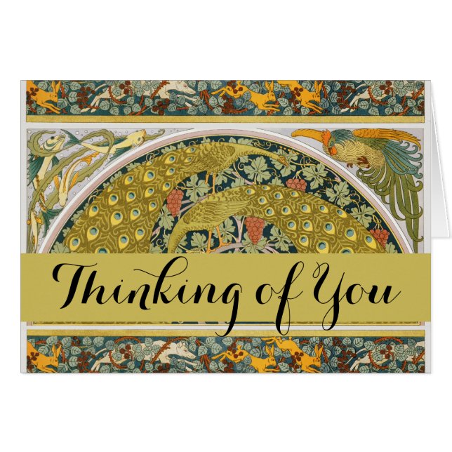 Peacock Art Nouveau Stijl rond ingewikkeld ontwerp (Voorkant Horizontaal)