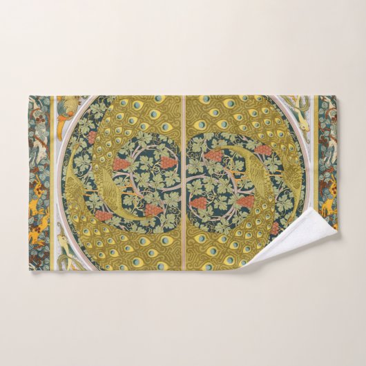 Peacock Art Nouveau Stijl rond ingewikkeld ontwerp Bad Handdoek (Handdoek)