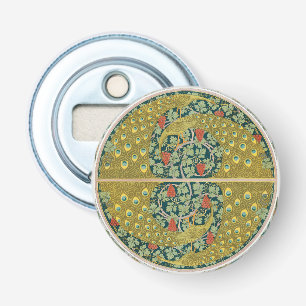 Peacock Art Nouveau Stijl rond ingewikkeld ontwerp Button Flesopener