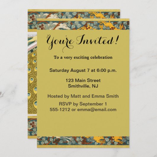 Peacock Art Nouveau Stijl rond ingewikkeld ontwerp Kaart (Voorkant / Achterkant)