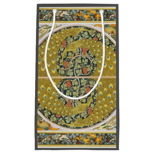 Peacock Art Nouveau Stijl rond ingewikkeld ontwerp Klein Cadeauzakje (Voorkant)