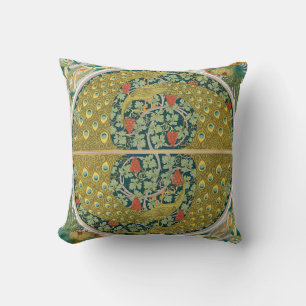 Peacock Art Nouveau Stijl rond ingewikkeld ontwerp Kussen