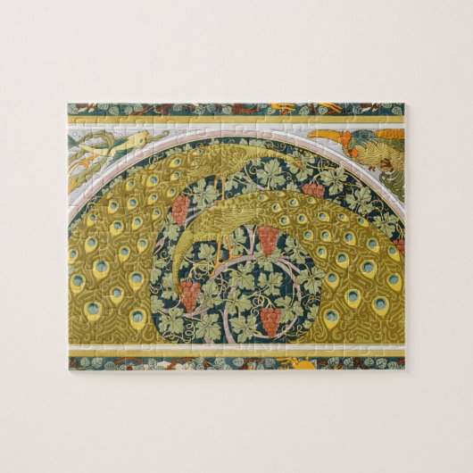 Peacock Art Nouveau Stijl rond ingewikkeld ontwerp Legpuzzel (Horizontaal)
