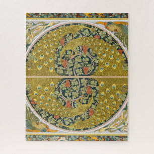 Peacock Art Nouveau Stijl rond ingewikkeld ontwerp Legpuzzel