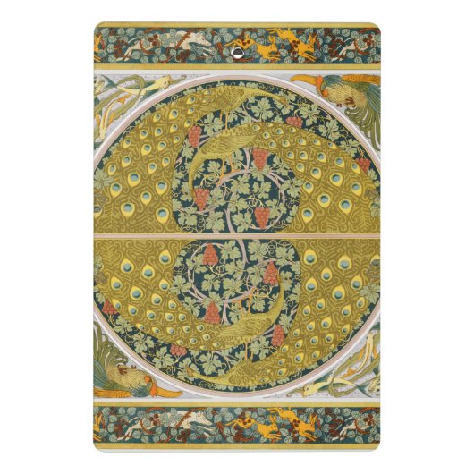 Peacock Art Nouveau Stijl rond ingewikkeld ontwerp Mini Klembord (Achterkant)
