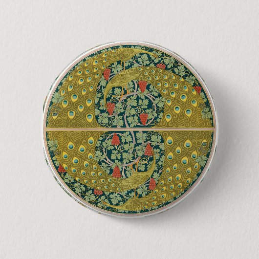 Peacock Art Nouveau Stijl rond ingewikkeld ontwerp Ronde Button 5,7 Cm (Voorkant)