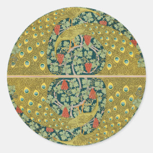 Peacock Art Nouveau Stijl rond ingewikkeld ontwerp Ronde Sticker