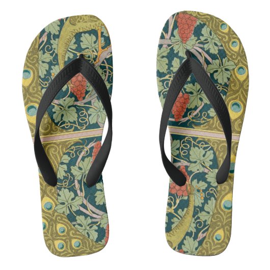 Peacock Art Nouveau Stijl rond ingewikkeld ontwerp Teenslippers (Voetbed)