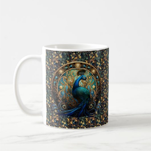 Peacock Art nouveau sur Ivy Coffee Mug 2 (Gauche)