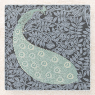 Peacock Art Nouveau Vogel Classic Glazen Onderzetter