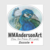 Peacock Art Text Sticker (Vel)
