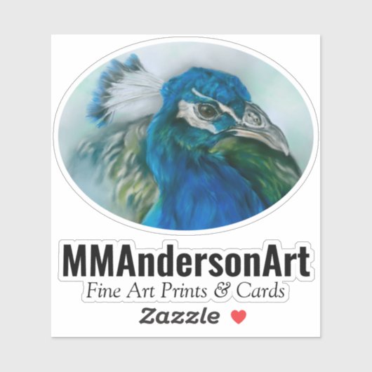 Peacock Art Text Sticker (Vel)