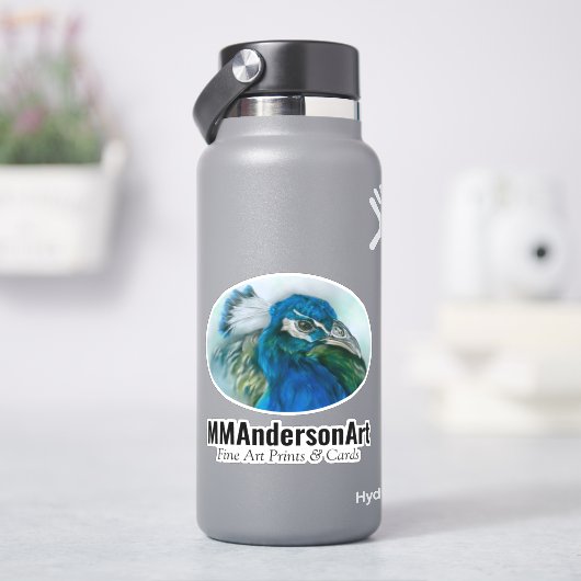 Peacock Art Text Sticker (HydroFlask)