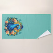 Peacock Avec Roses Peach (Serviette de bain)