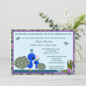 PEACOCK Baby shower invitation fille garçon maman  (Debout devant)