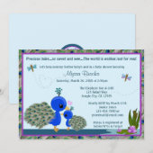 PEACOCK Baby shower invitation fille garçon maman  (Devant / Derrière)