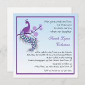 Peacock Bat Mitzvah Uitnodiging (Voorkant / Achterkant)