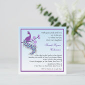 Peacock Bat Mitzvah Uitnodiging (Staand voorkant)