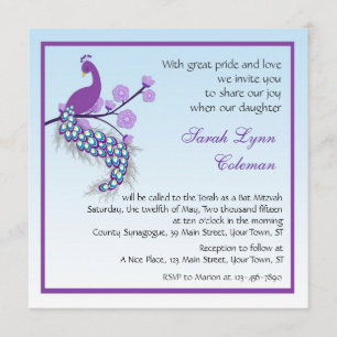 Peacock Bat Mitzvah Uitnodiging