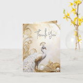 Peacock bedankt elegante witgouden chic kaart (Gele Bloem)