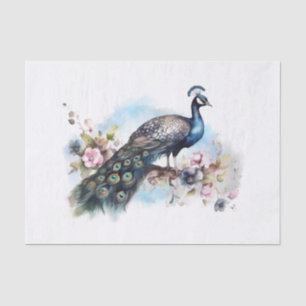 Peacock Bird Bloemen Waterverf Tissuepapier