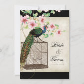 Peacock Bird Cage - Faire-part de mariage (Dos)