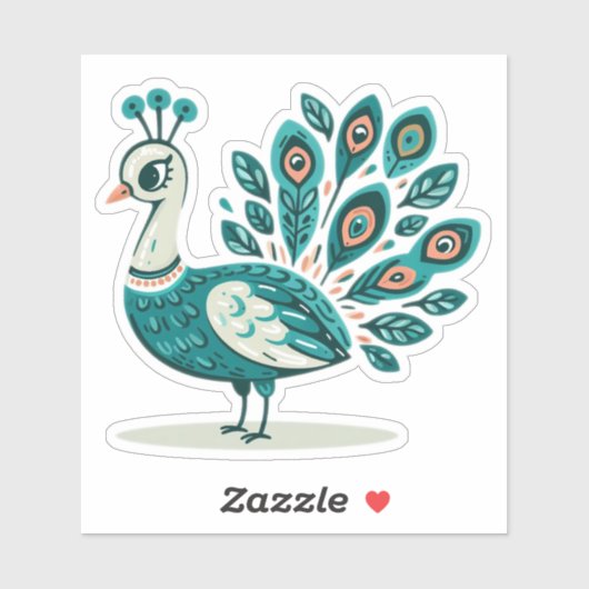 Peacock bird Custom-Cut Vinyl Sticker (Vel)
